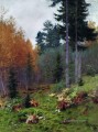 En el bosque en otoño de 1894 Isaac Levitan paisaje de bosques y árboles.